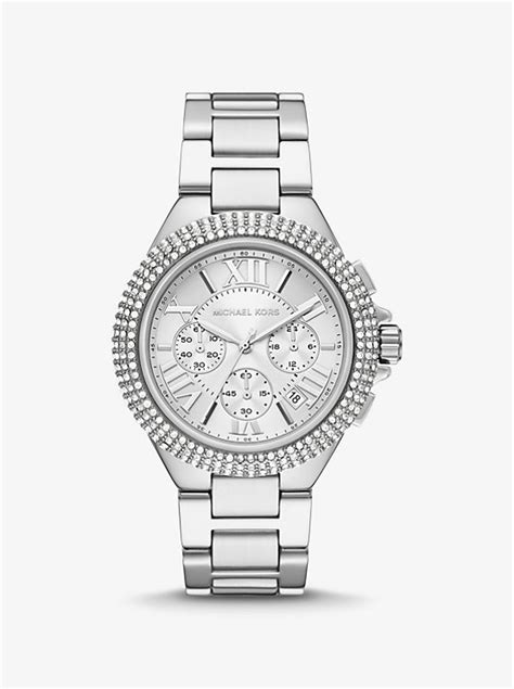 michael kors oversized wren silver tone watch|Men's Silver Oversized Watches .